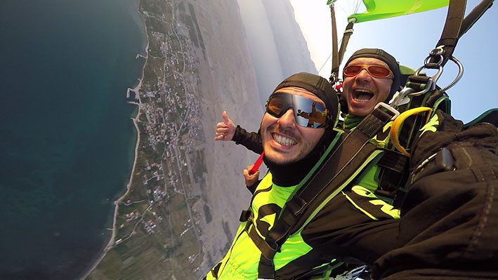 tandem skydiving under canopy