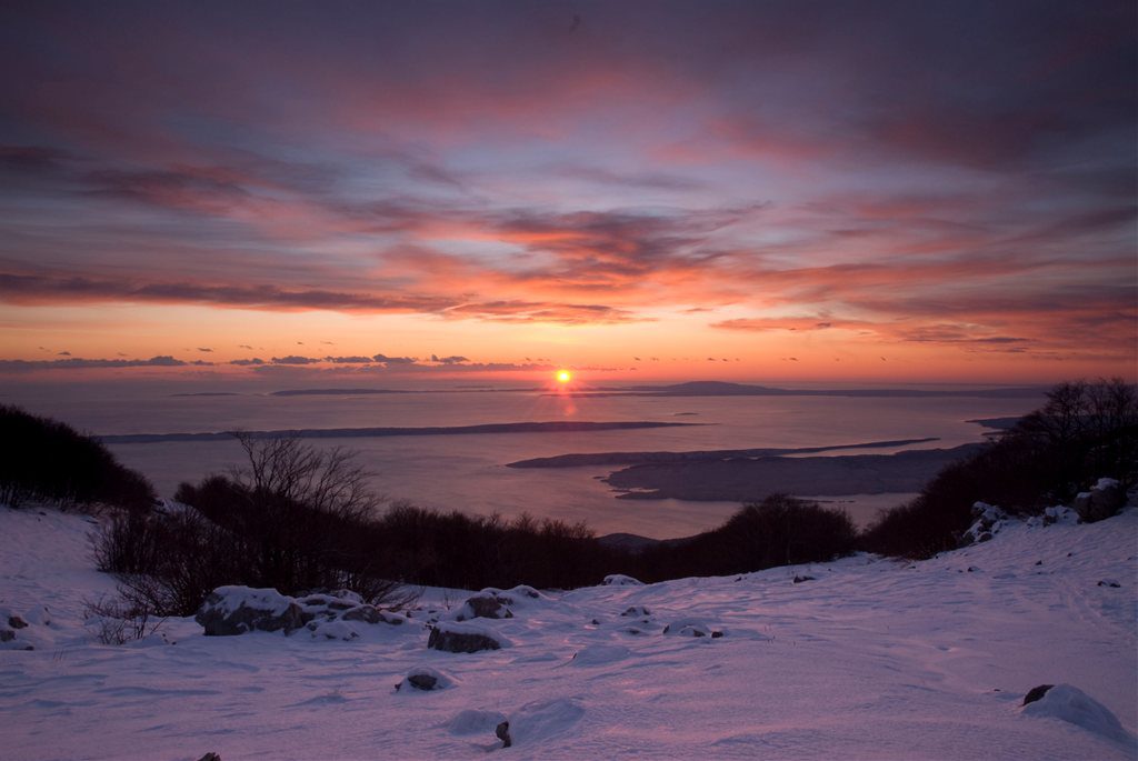 Winter view from Velebit to Rab
