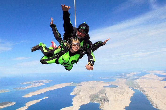 Happy skydiver in Croatia